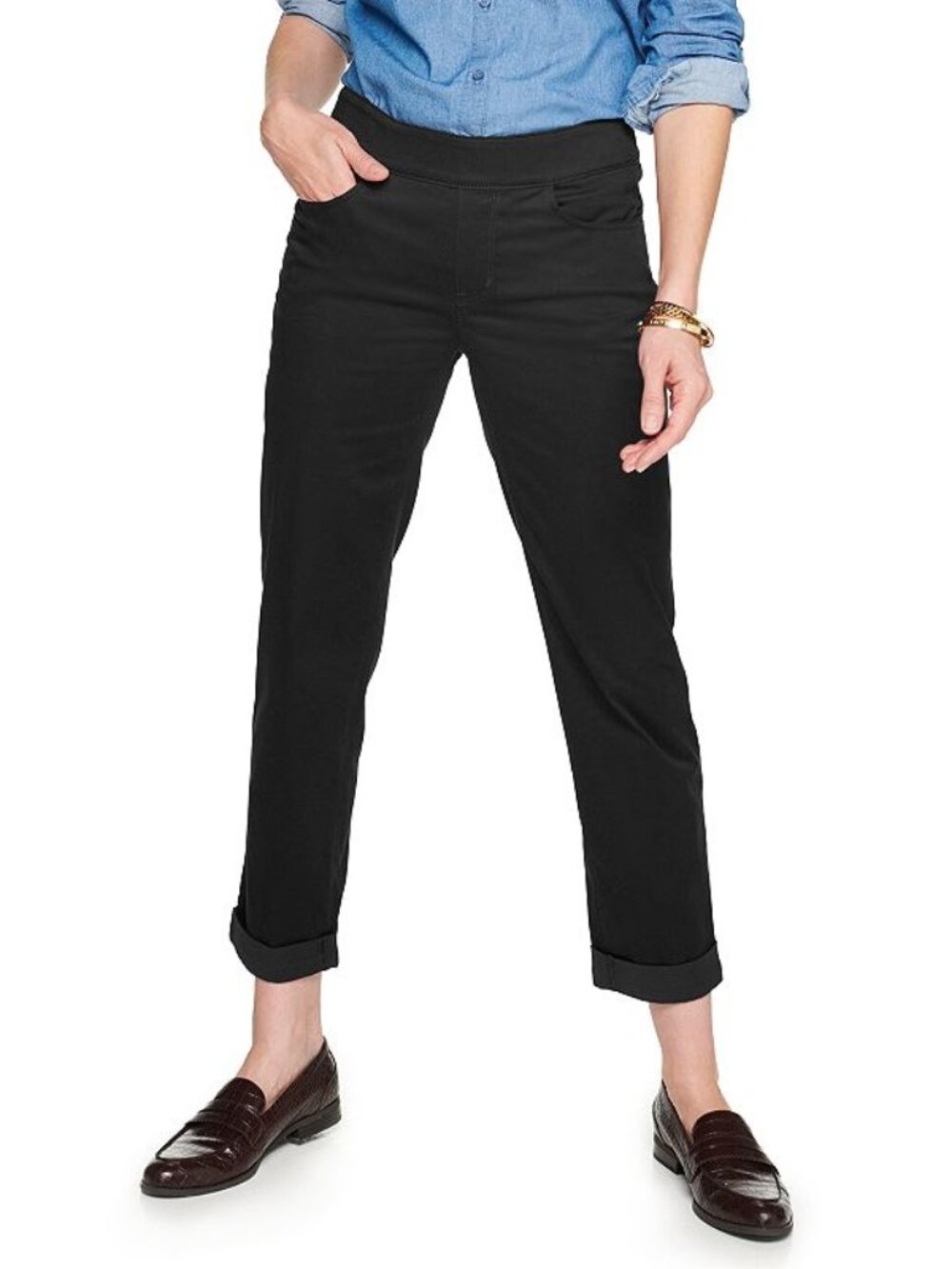 Women's Croft & Barrow Girlfriend Pull-On Midrise Jeans - Black - 8 - NWT